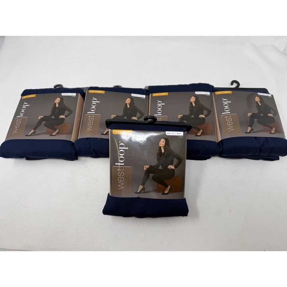 West Loop Womens Fleece Leggings Size Large/XL  Navy (Set of 5)